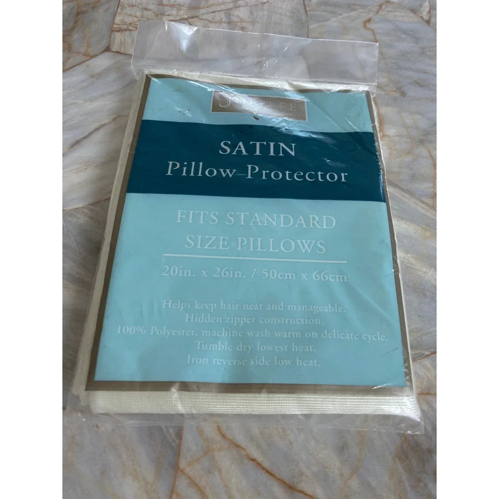 Jubilee Satin Pillow Protector Standard 20x26 Bone Off-White Hidden Zipper NEW